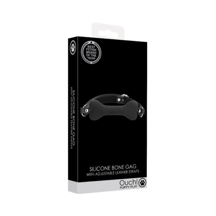 Shots Ouch Puppy Play Silicone Bone Gag - Black