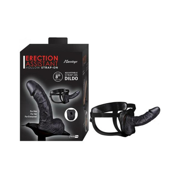 Erection Assistant Hollow Strap-on 8 In. Black