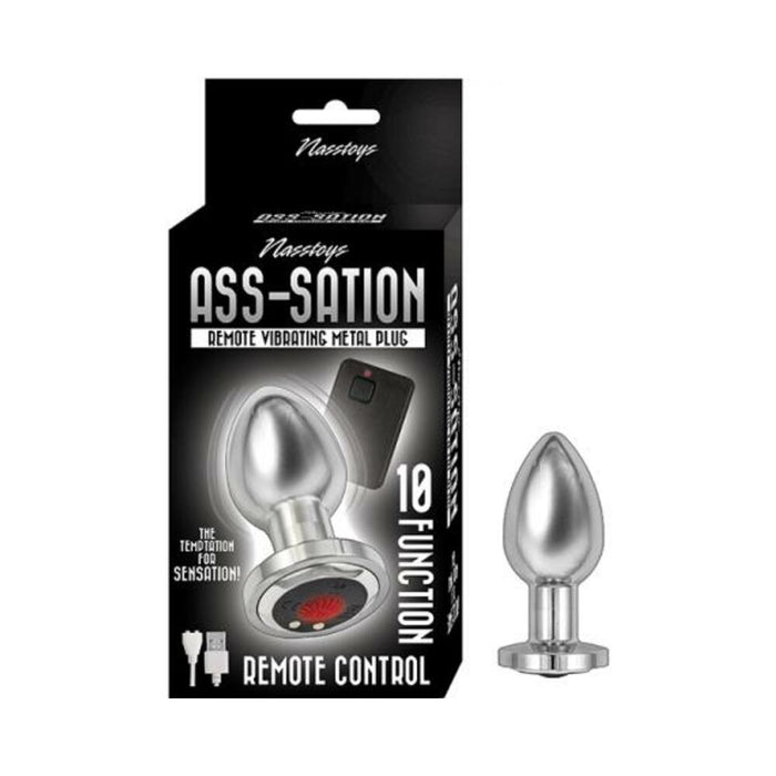 Ass-sation Remote Vibrating Metal Plug Silver