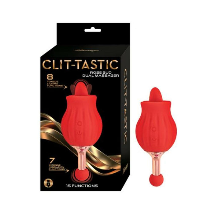 Clit-tastic Rose Bud Dual Massager Red