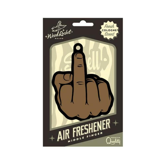 Wood Rocket Air Freshener Middle Finger Brown
