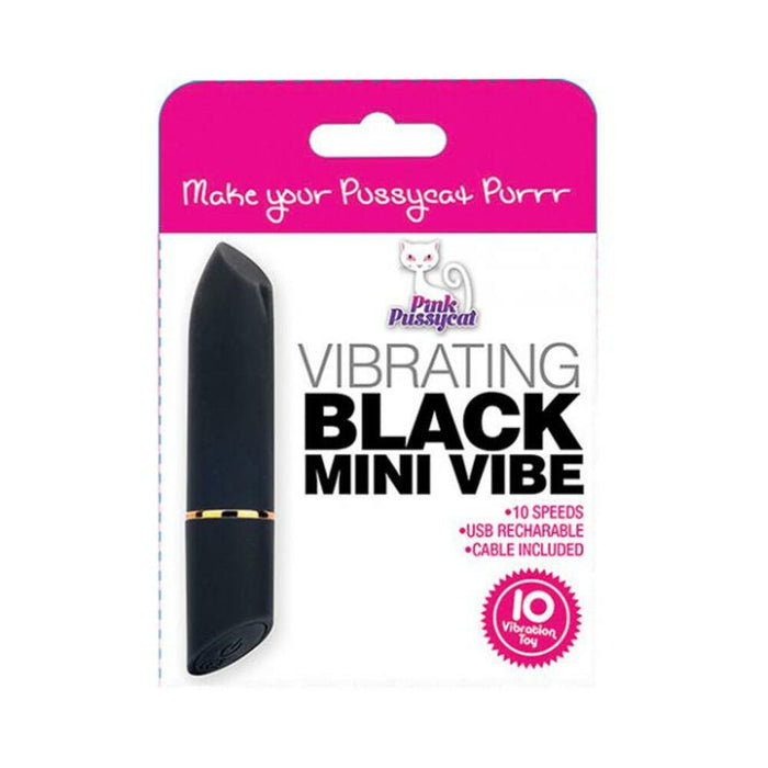 Pink Pussycat Vibrating Mini Vibe - Black
