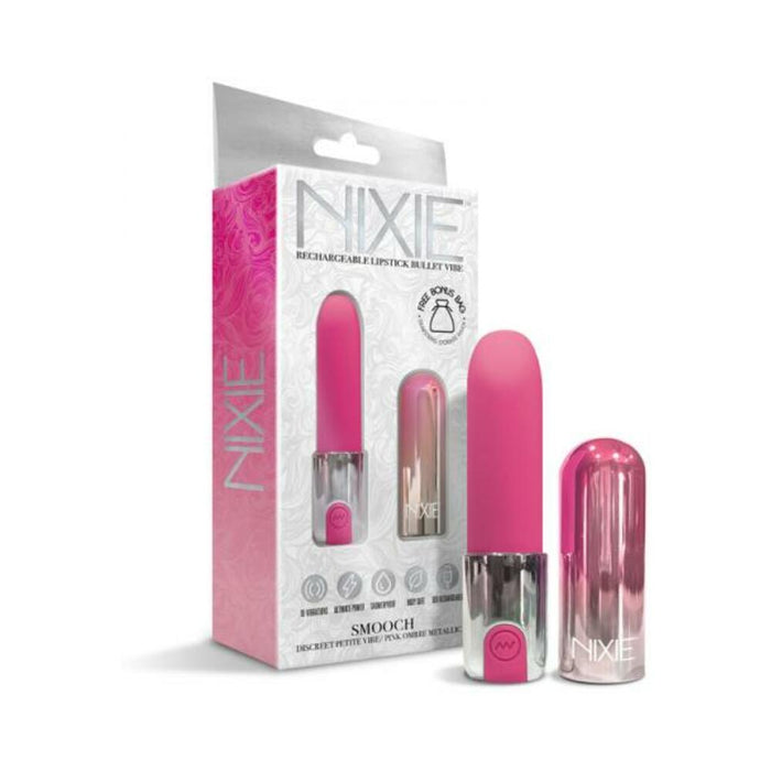 Nixie Smooch Rechargeable Lipstick Bullet Vibrator Pink Ombre