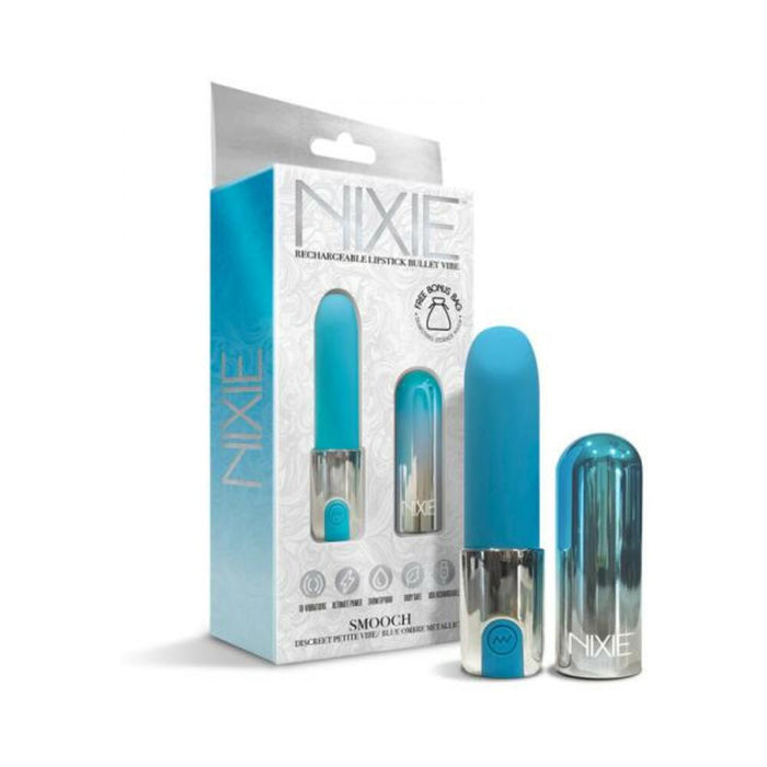 Nixie Smooch Rechargeable Lipstick Vibrator Blue Ombre