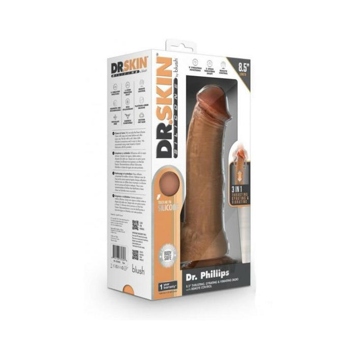 Dr. Skin Silicone Dr. Phillips Thrusting Dildo 8.5 In. Tan