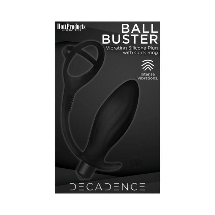 Decadence Ball Buster Anal Plug With Ring Black