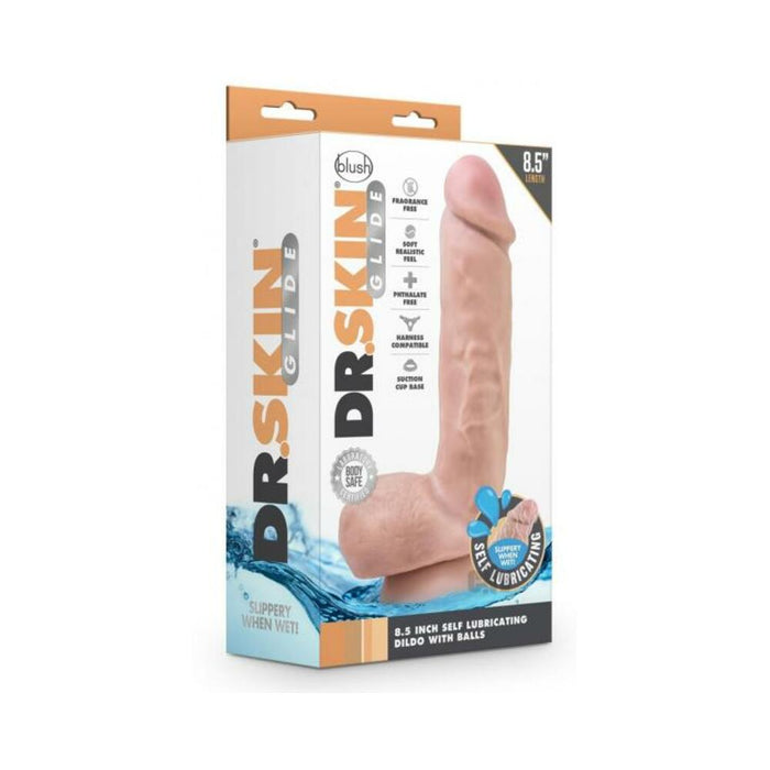 Dr. Skin Glide 8.5'' Self-lubricating Dildo With Balls