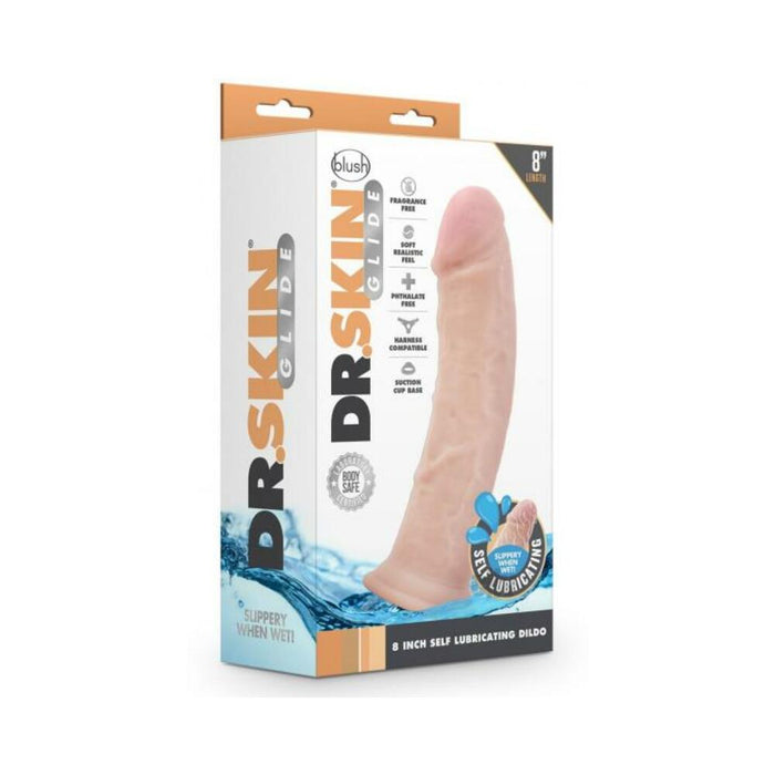 Dr. Skin Glide 8'' Self-lubricating Dildo Vanilla