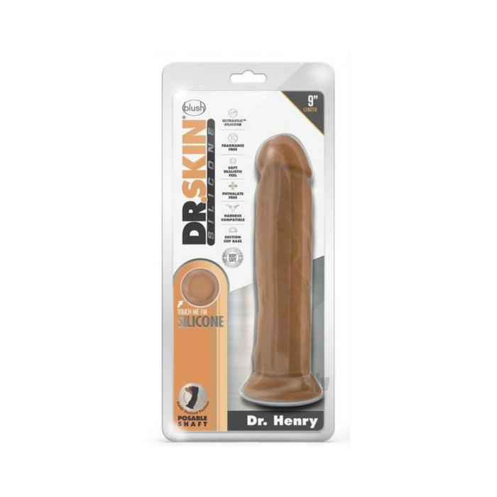 Dr. Skin Dr. Henry Dildo With Suction Cup Silicone 9 In. Mocha