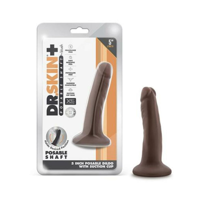 Dr. Skin Plus Posable Dildo 5 In. Chocolate