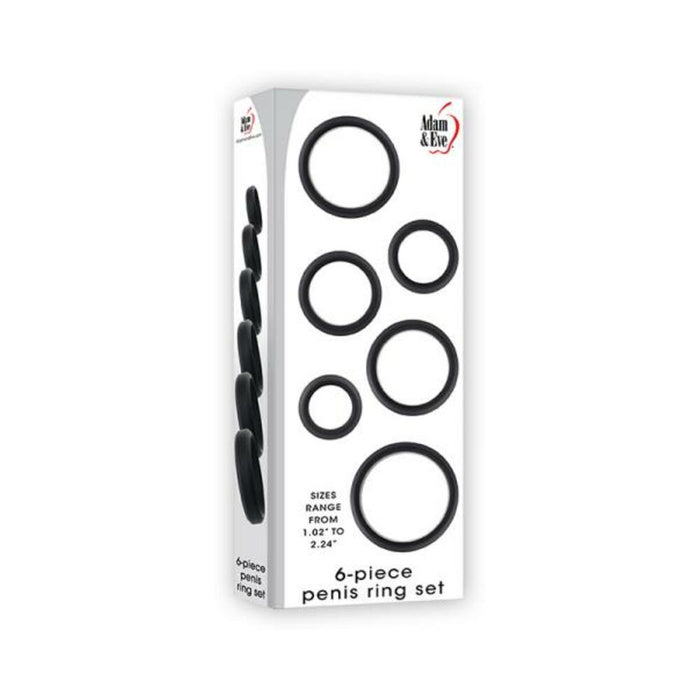 Aande Penis Ring Set 6pc Black