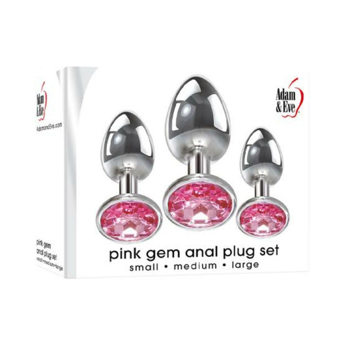 Aande Pink Gem Glass Plug Set