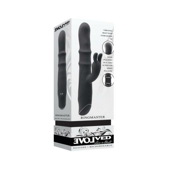 Evolved Ringmaster Rechargeable Dual Stim Vibe Silicone Black