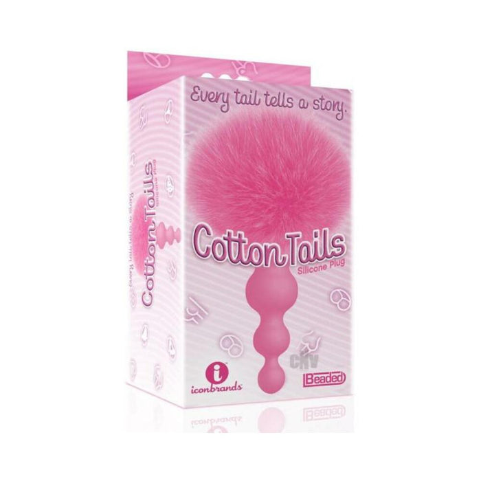 The 9's Cottontails Silicone Bunny Tail Butt Plug Beaded Pink