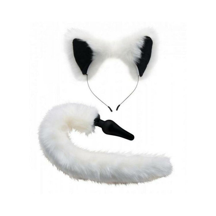 Tailz White Fox Tail Anal Plug And Ears Set