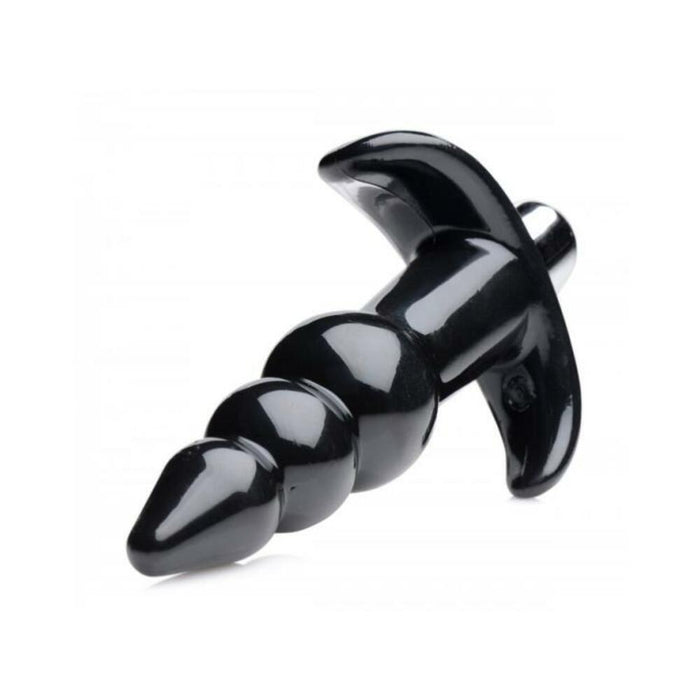 Ribbed Vibrating Butt Plug Black