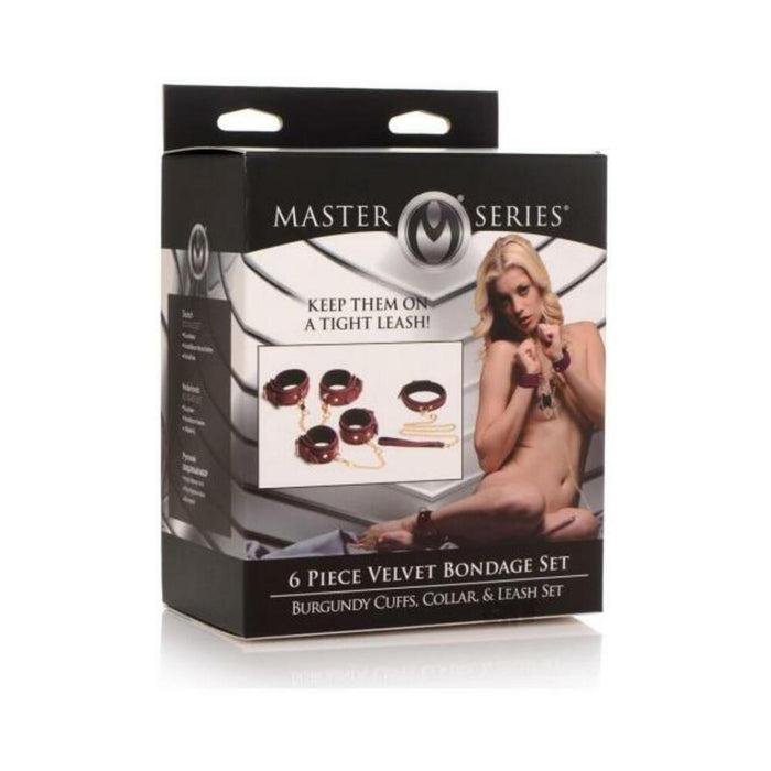 Ms Velvet Bondage Set 6pc Burgundy