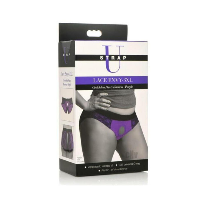 Strap U Lace Envy Crotchless 3xl Purple