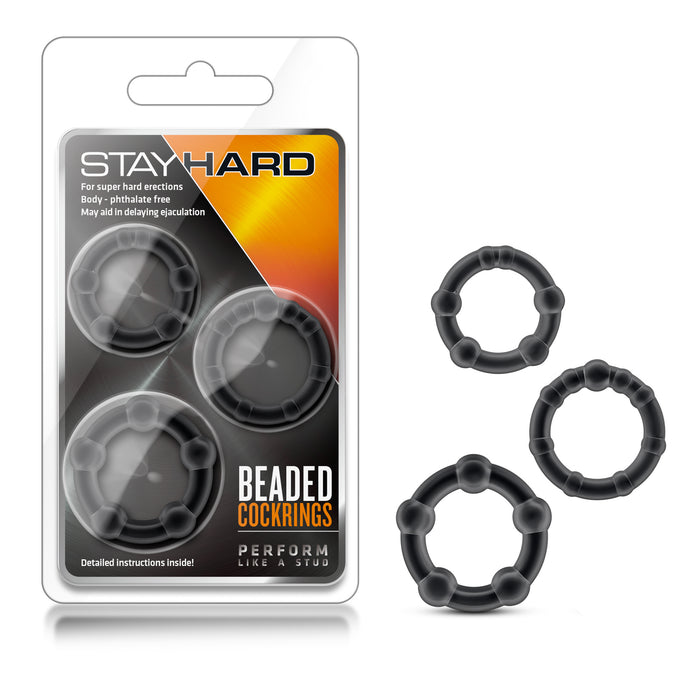 Stay Hard Beaded Cockrings Black