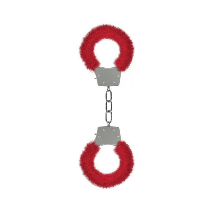 Ouch Furry Pleasure Handcuffs Red