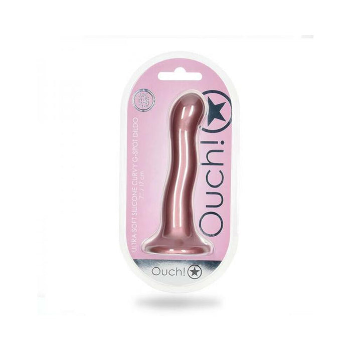 Shots Ouch! Ultra Soft Silicone 7 In. Curvy G-spot Dildo Rose Gold