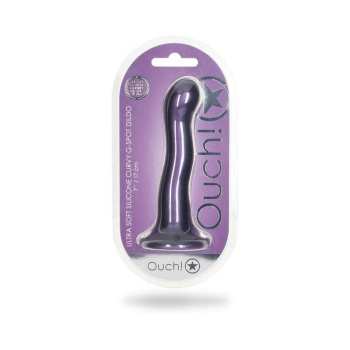 Shots Ouch! Ultra Soft Silicone 7 In. Curvy G-spot Dildo Metallic Purple