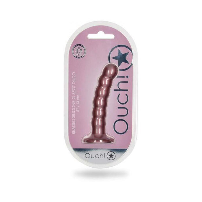 Shots Ouch! Beaded Silicone 5 In. G-spot Dildo Rose Gold