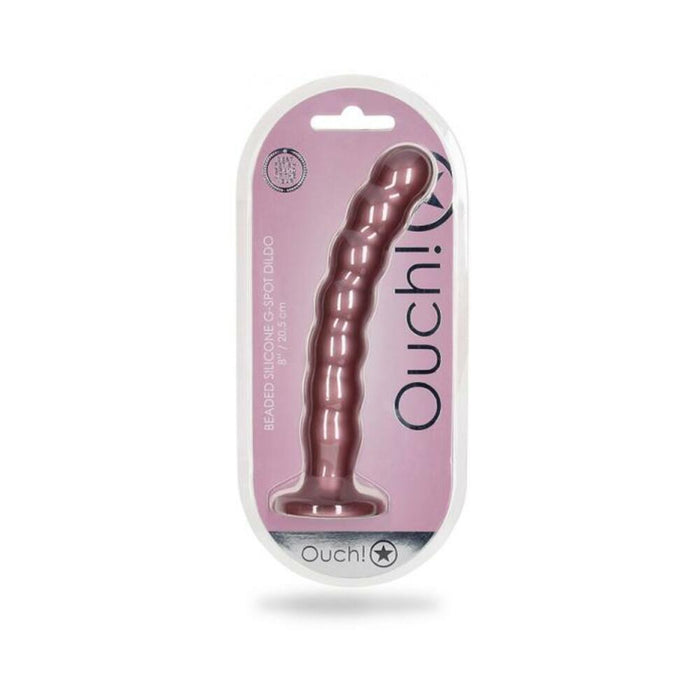 Shots Ouch! Beaded Silicone 8 In. G-spot Dildo Rose Gold