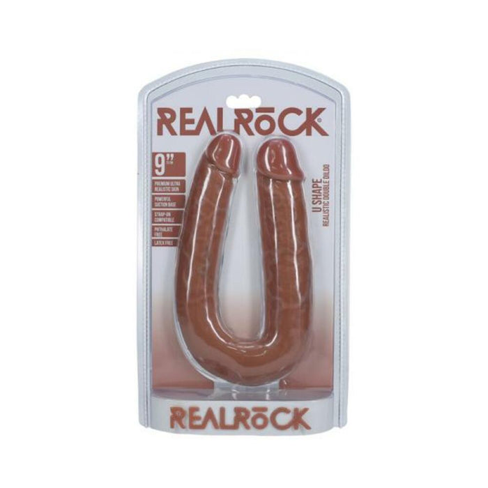 Realrock 9 In. U-shaped Double Dildo Tan