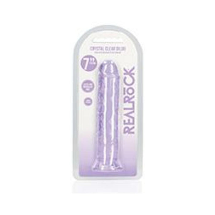 Shots Realrock Crystal Clear 7'' Straight Dildo W/suction Cup - Purple