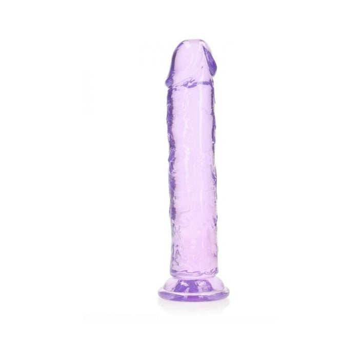 Realrock Crystal Clear Straight 10 In. Dildo Without Balls Purple