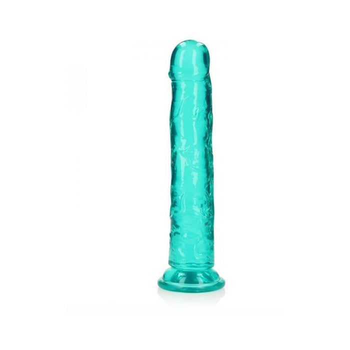 Realrock Crystal Clear Straight 10 In. Dildo Without Balls Turquoise