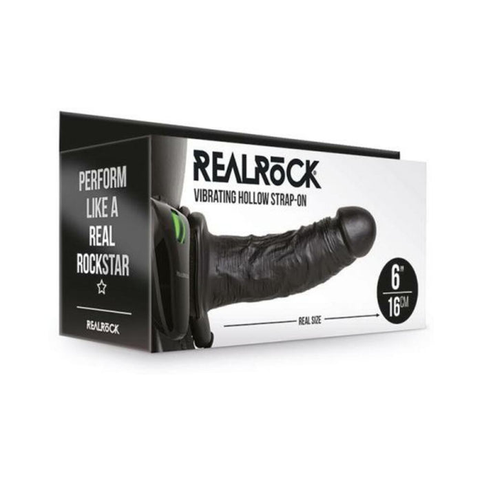 Realrock Vibrating Hollow Strap-on Without Balls 6 In. Chocolate