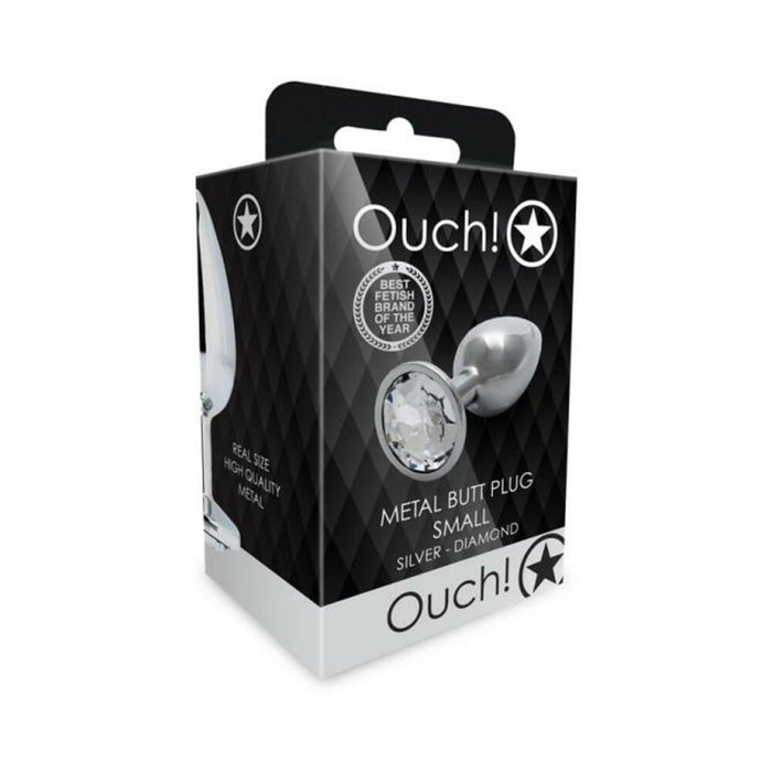 Shots Ouch! Round Gem Butt Plug Small Silver/diamond