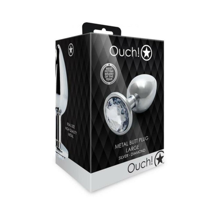 Shots Ouch! Round Gem Butt Plug Large Silver/diamond