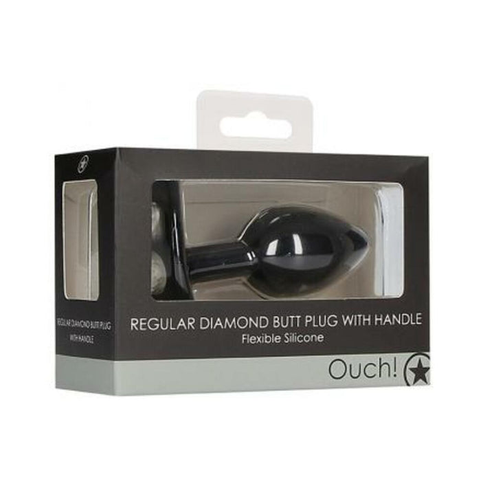 Ouch! Regular Diamond Butt Plug With Handle - Black