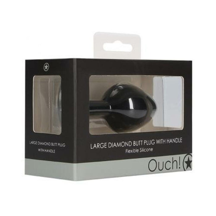 Ouch! Large Diamond Butt Plug With Handle - Black