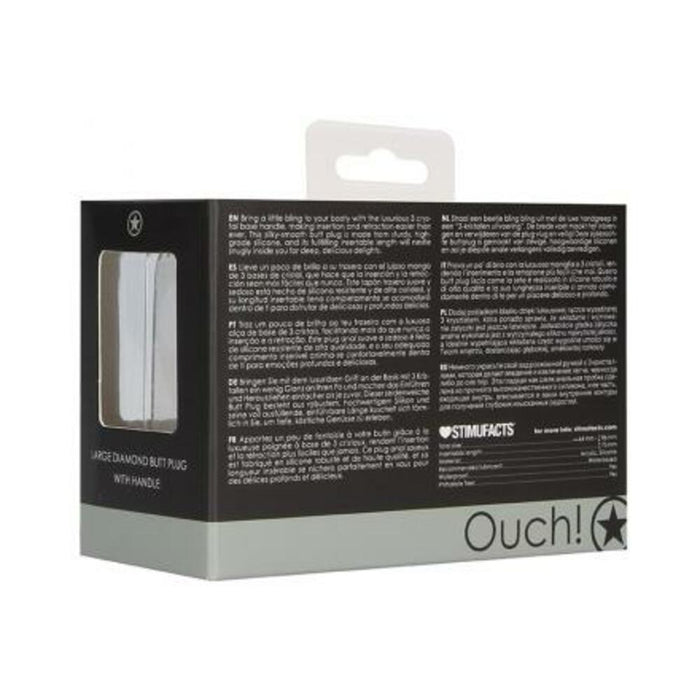 Ouch! Large Diamond Butt Plug With Handle - Black