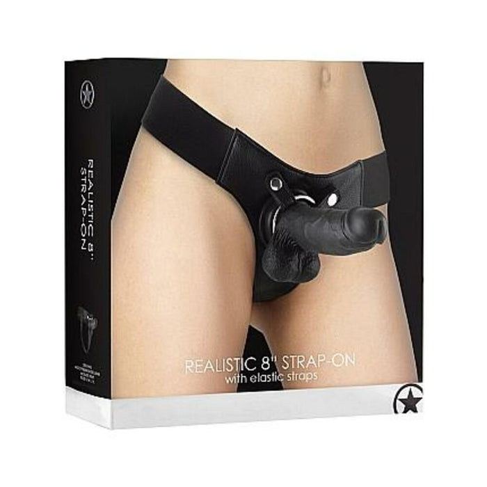 Ouch Realistic 8 inches Strap On Black O/S