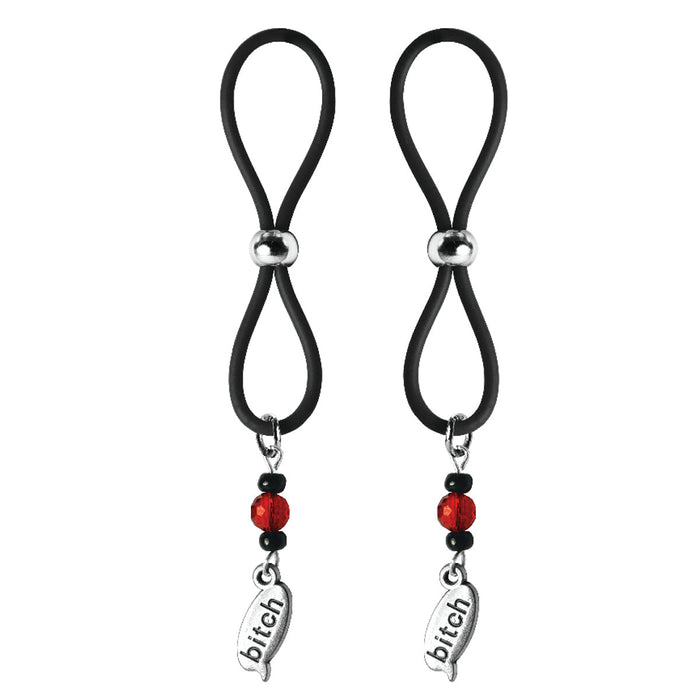 Bijoux de Nip Nipple Halos Bitch Charm - Red/Black
