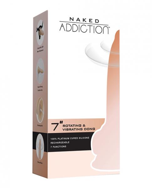 Naked Addiction Rotating & Vibrating Dong With Remote 7'' Vanilla