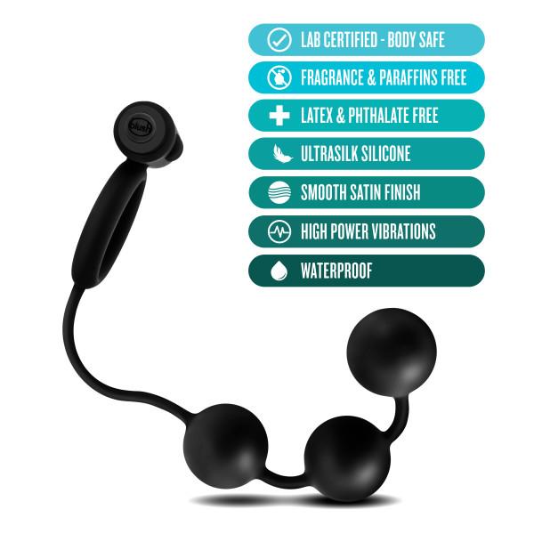 Blush Anal Adventures Platinum Silicone Anal Ball W/vibrating C Ring - Black