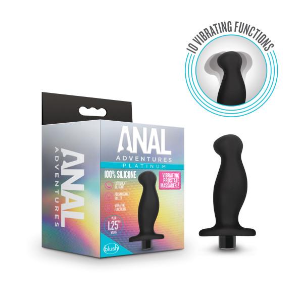 Anal Adventuresplatinum- Silicone Vibrating Prostate Massager 02- Black
