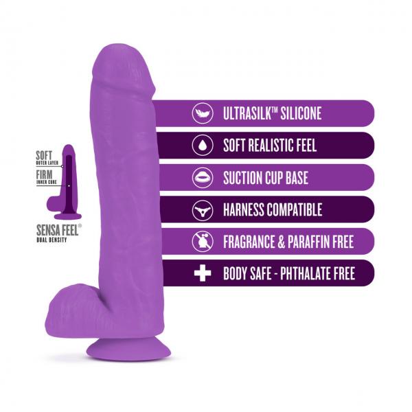 Neo Elite - 11-inch Silicone Dual-density Cock With Balls - Neon Purple