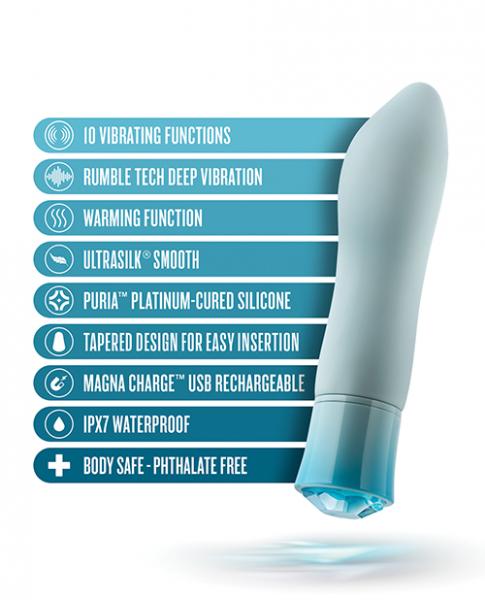 Blush Oh My Gem Ardor Rechargeable Warming Silicone Tapered Vibrator Aquamarine