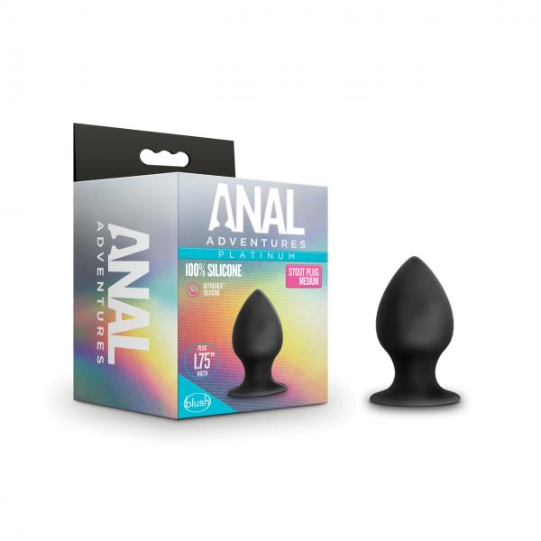 Blush Anal Adventures Platinum Silicone Anal Stout Plug - Medium Black