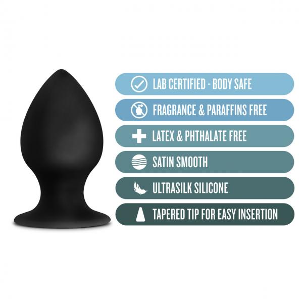 Blush Anal Adventures Platinum Silicone Anal Stout Plug - Medium Black