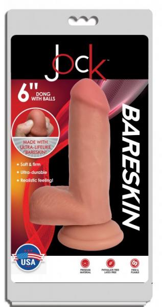 Jock Bareskin Dong W/balls & suction Cup 6in
