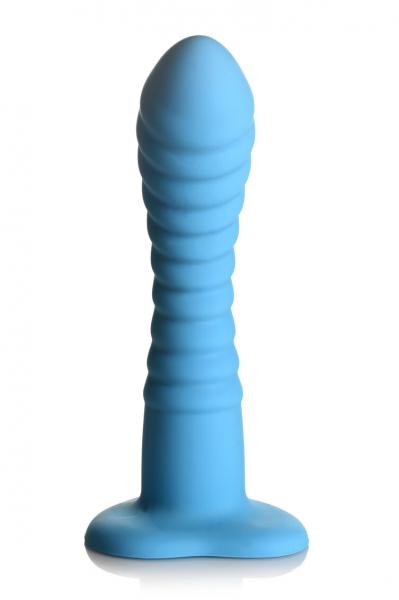 Curve Toys Simply Sweet 7'' Ribbed Silicone Dildo - Blue