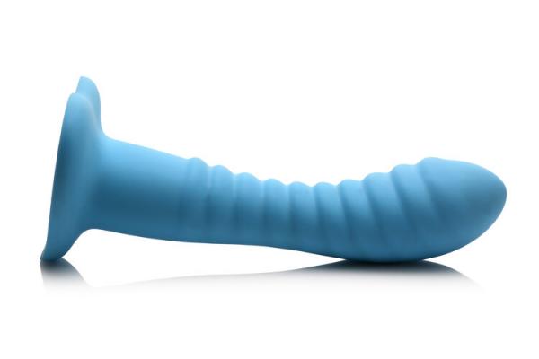 Curve Toys Simply Sweet 7'' Ribbed Silicone Dildo - Blue